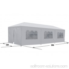 Zeny 10'x 30' White Gazebo Wedding Party Tent Canopy With 6 Windows & 2 Sidewalls-8